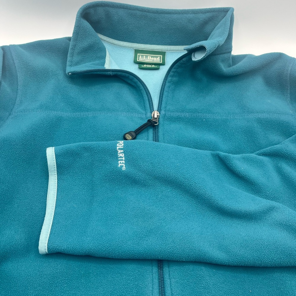 LL Bean Women's Jacket Size Medium Full Zip Blue Long Sleeve Fleece Polartec
